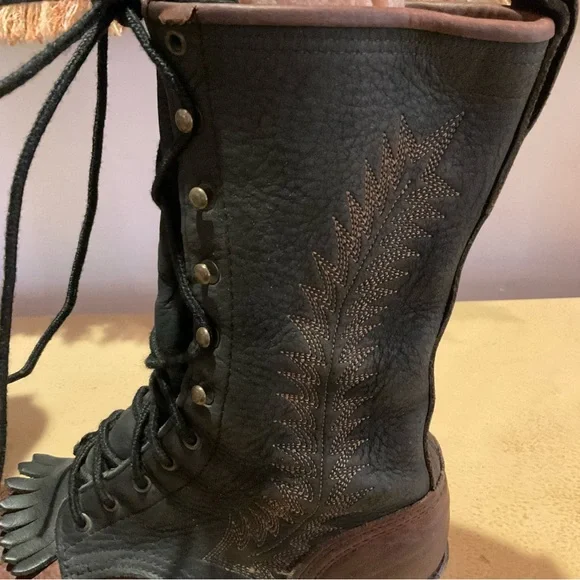 Beautiful Vintage Lace Up Kiltie Western Boots Size 7 - Picture 3 of 12